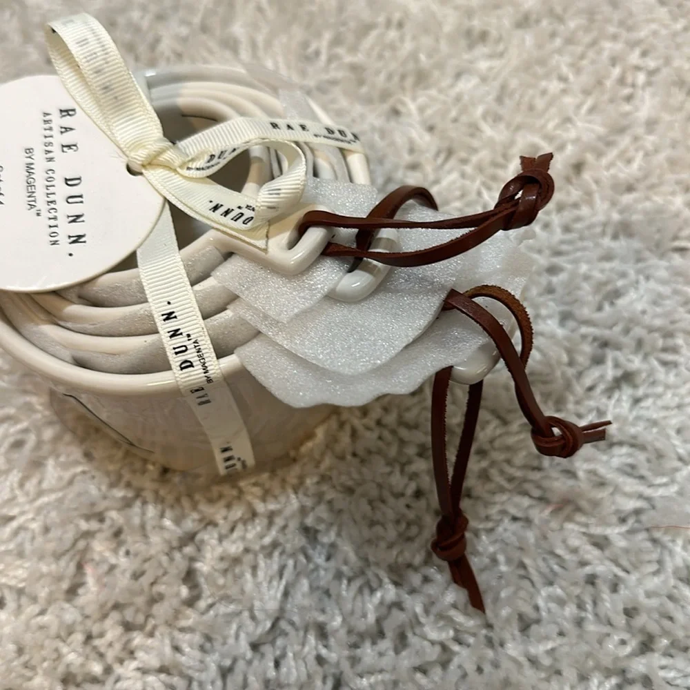 RAE DUNN White & Leather Strings on the Handles Measuring Cups